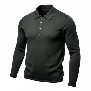 Sutton Studio Polo Sweater Women Large Black 100% Cashmere Long Sleeve Classic